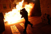 Protest against the eviction of the former Massana school, in Barcelona