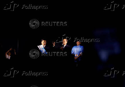 Japan's PM Shigeru Ishiba attends a campaign for the upcoming general election, in Kashiwa