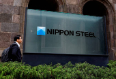 FILE PHOTO: Nippon Steel logo is displayed at the company's headquarters in Tokyo