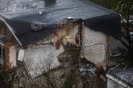 Aftermath of an explosion in a residential area, in The Hague