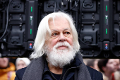 Anti-whaling environmental activist Paul Watson attends a press conference in Paris