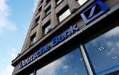 FILE PHOTO: The logo of Deutsche Bank is seen in Brussels