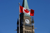 FILE PHOTO: Canadian flag flies in front of the Peace Tower on Parliament Hill in Ottawa