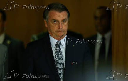 Jair Bolsonaro durante ato de consagrao do Brasil a Jesus Cristo, no DF