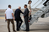 U.S. President Joe Biden boards Air Force One in Lima