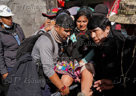 People protest against food shortages and rising prices in the food basket, in La Paz