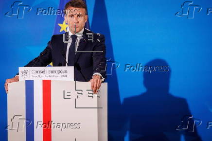 French President Macron's press conference at Special EU Summit in Brussels
