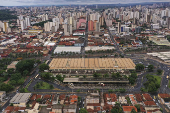Vista area da cidade de Ribeiro Preto em destque o Terminal Rodovirio e o Mercado Central