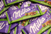 Milka products are displayed in a supermarket