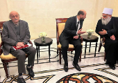 Lebanese Druze leader Walid Jumblatt meets with Syrian caretaker Prime Minister Mohammed al-Bashir in Damascus