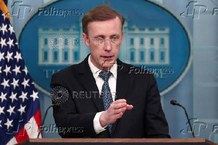 National Security Advisor Jake Sullivan speaks at a press briefing at the White House in Washington