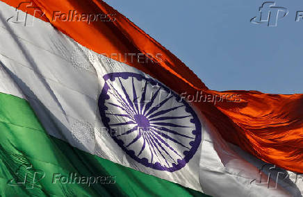 The Indian national flag flutters in New Delhi