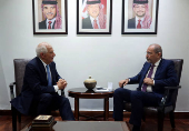 Jordan's Foreign Minister Ayman Safadi meets with the EU's High Representative for Foreign Affairs, Josep Borrell, in Amman