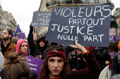 Protest to mark the International Day for Elimination of Violence Against Women, in Paris