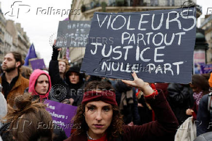 Protest to mark the International Day for Elimination of Violence Against Women, in Paris