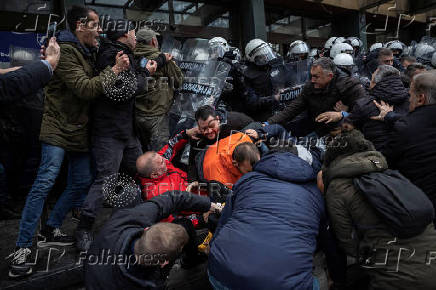 Serbian opposition and supporters protest over railway station roof collapse, in Novi Sad