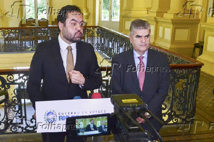 Coletiva de imprensa com autoridades aps reunio do governo e Supervia no RJ