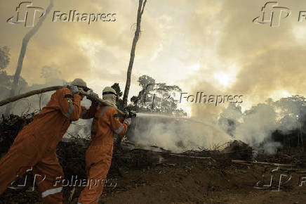 Brigadistas combatem queimada em rea da zona sul de Porto Velho