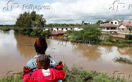 Athi River burst its banks following heavy rainfall in Kwa Mang'eli settlement of Machakos county near Nairobi
