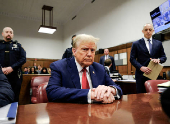 FILE PHOTO: Former U.S. President Trump's criminal trial on charges of falsifying business records continues in New York