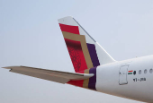 FILE PHOTO: A general view of the new livery of the Air India Airbus A350 aeroplane, displayed at Wings India 2024 aviation event at Begumpet airport, Hyderabad