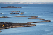 The construction of Lynetteholmen, a planned artificial peninsula, is seen from Copenhill in Copenhagen