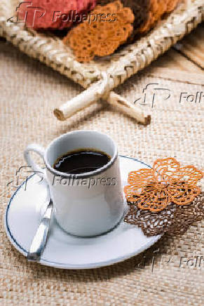 Caf e biscoitos em forma de mandala