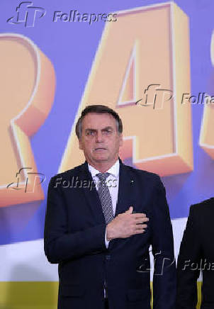 O presidente Jair Bolsonaro em cerimnia em Braslia