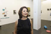 Galerista Izabel Pinheiro durante a inaugurao da Galeria 