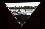 People take preventive measures for the flooding of the Danube, in Budapest