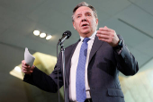 Quebec Premier Francois Legault speaks to journalists before a meeting with federal, provincial and territorial leaders at the Canadian War Museum in Ottawa