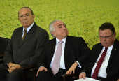 O presidente Michel Temer o ministro da Casa Civil, Eliseu Padilha, e o Ministro da agricultura, Blairo Maggi