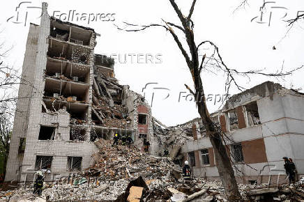 Aftermath of a Russian missile strike in Chernihiv