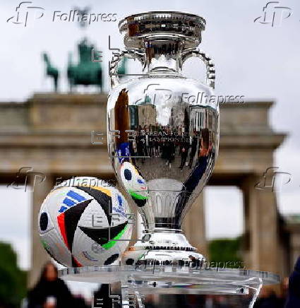 The UEFA EURO trophy on public display in Berlin