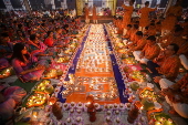 Hindu devotees take part in Rakher Upobash ritual, in Dhaka