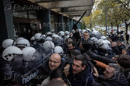 Serbian opposition and supporters protest over railway station roof collapse, in Novi Sad