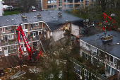 Aftermath of an explosion in a residential area, in The Hague