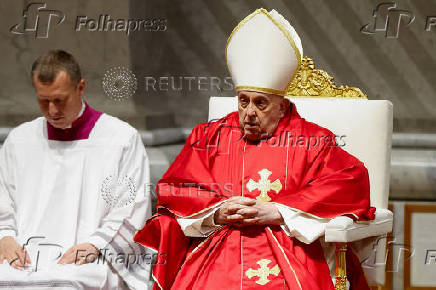 Pope Francis presides over the Good Friday Passion of the Lord service in Saint Peter's Basilica