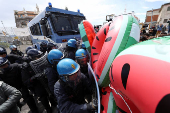 Pro-Palestinian activist protests against G7 meeting on Capri Island, in Naples