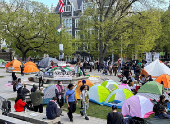 City College of New York students set up a tent encampment and protest in support of Palestinians