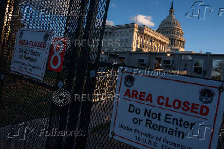 Security fencing encircles the U.S. Capitol building in Washington