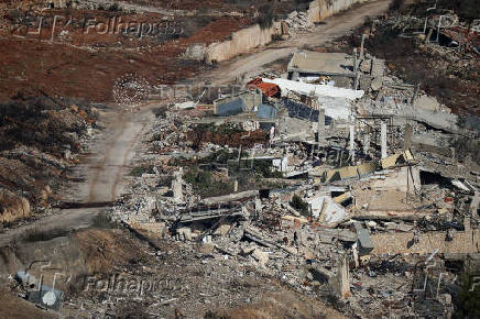 A view of destroyed buildings in southern Lebanon, near the Israel-Lebanon border