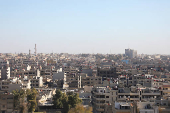 A view shows residential buildings in Qamishli