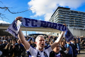 Supporters of FC Porto pay tribute to the late Jorge Nuno Pinto da Costa