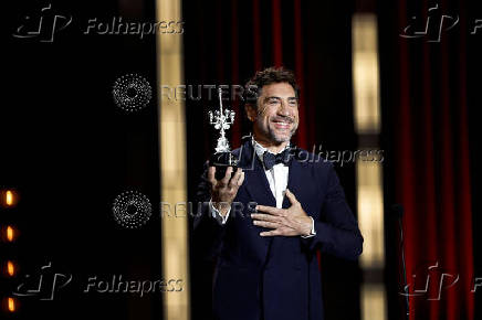 Spanish actor Javier Bardem receives the Donostia Award for lifetime achievement at the San Sebastian Film Festival