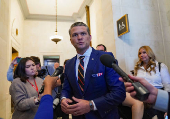 Meeting with Pete Hegseth, President-elect Donald Trump's nominee for defense secretary on Capitol Hill in Washington