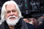 Anti-whaling environmental activist Paul Watson attends a press conference in Paris