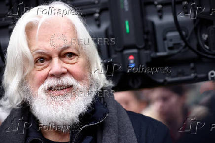 Anti-whaling environmental activist Paul Watson attends a press conference in Paris