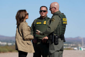 Democratic presidential nominee and U.S. VP Kamala Harris visits US-Mexico border