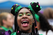 Demonstrators take part in a rally to mark International Safe Abortion Day, in Bogota